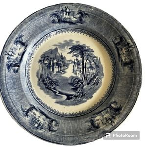 Ironstone Transferware Plate Circa 1850 English Transferware J Clementson 9 1/4